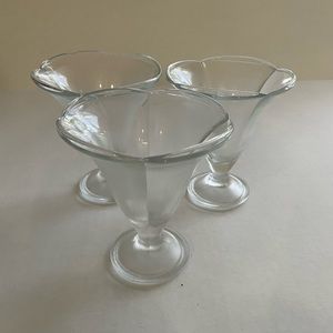 Ice-cream Sundae tulip glasses vintage set of 3